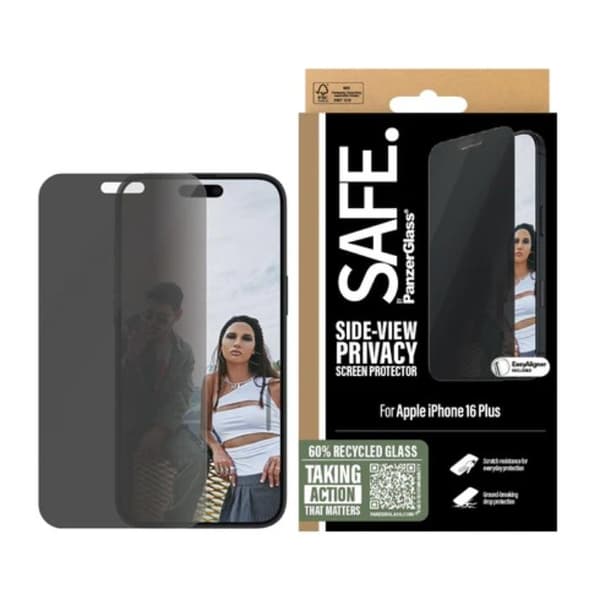 PanzerGlass SAFE. Privacy Skärmskydd Apple iPhone 16 Plus, 15 Plus | Ultra-Wide Fit