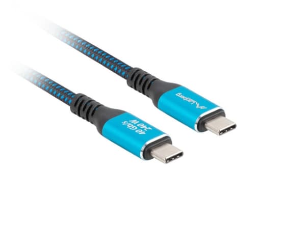 Lanberg CA-CMCM-45CU-0010-BK, 1 m, USB C, USB C, USB 3.2 Gen 2 (3.1 Gen 2), 40 Gbit/s, Svart, Blå