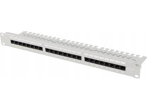 PATCH PANEL 24 PORT 1U 19" CAT.5E UTP MED KABELORGANISATOR GRÅ LANBERG