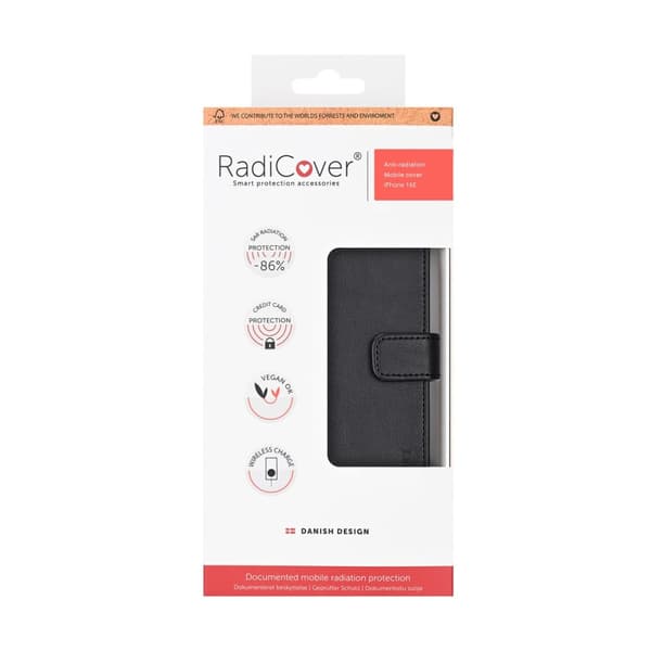 Radicover Mobilplånbok iPhone 16E RFID 3 Kort MagSerie Svart PU