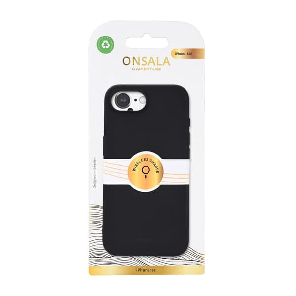 Onsala Mobildeksel iPhone 16E Bakside med Silikonfølelse Resirkulert MagSerie Svart
