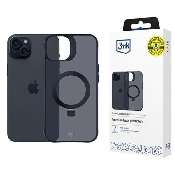 3MK iPhone 15 Plus Mobilskal MagSafe Smoke Stativ - Svart