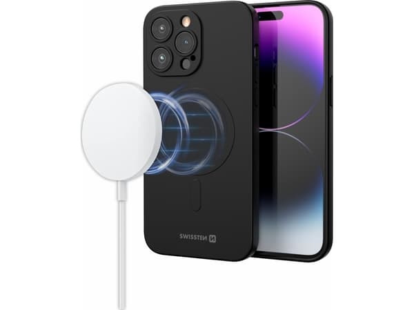 Dėklas Swissten Soft Joy Case Magstick, skirtas iPhone 16 Plus Juodas