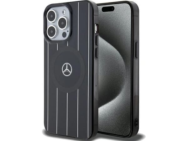 Mercedes MEHMP15X23HRSK iPhone 15 Pro Max 6.7" czarny/black hardcase Double Layer Crossed Lines MagSafe