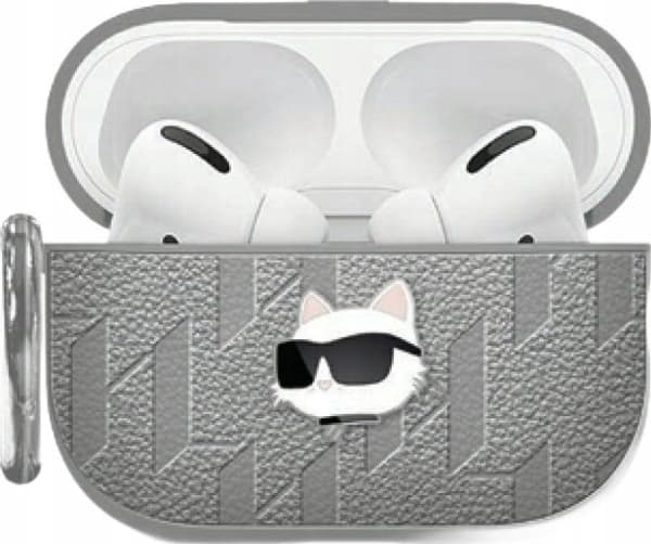 Etui Karl Lagerfeld Monogram Choupette Head do Apple AirPods 4 srebrny
