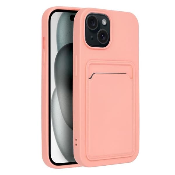 iPhone 15 Mobilskal Korthållare - Rosa