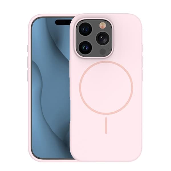 iPhone 15 Pro Max Mobilskal MagSafe Silikon Thin - Ljusrosa