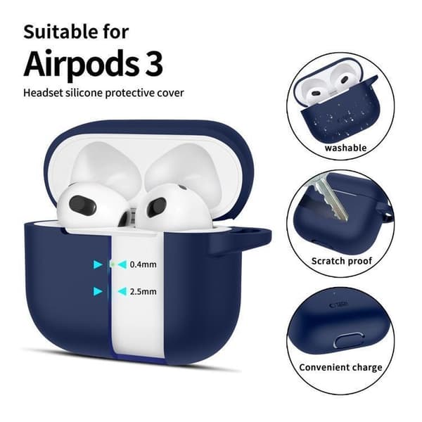 Tech-Protect Apple Airpods 3 Skal Silikon Hook - Marinblå