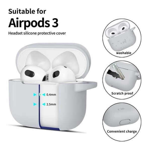 Tech-Protect Apple Airpods 3 Skal Silikon Hook - Crayon Grå