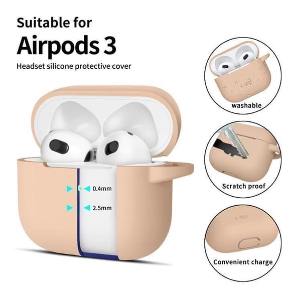 Tech-Protect Apple Airpods 3 Skal Silikon Hook - Cafe Latte