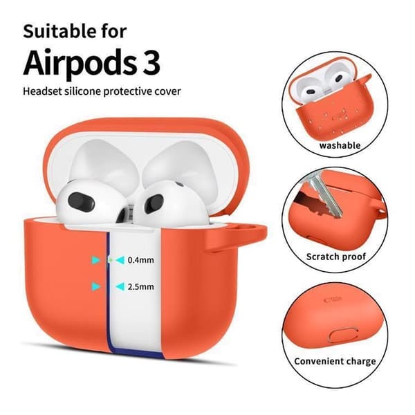 Tech-Protect Apple Airpods 3 Skal Silikon Hook - Neon Orange