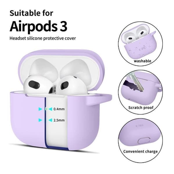 Tech-Protect Apple Airpods 3 Skal Silikon Hook - Lavender