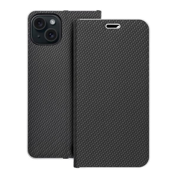 iPhone 15 Plus Plånboksfodral Luna Carbon - Svart