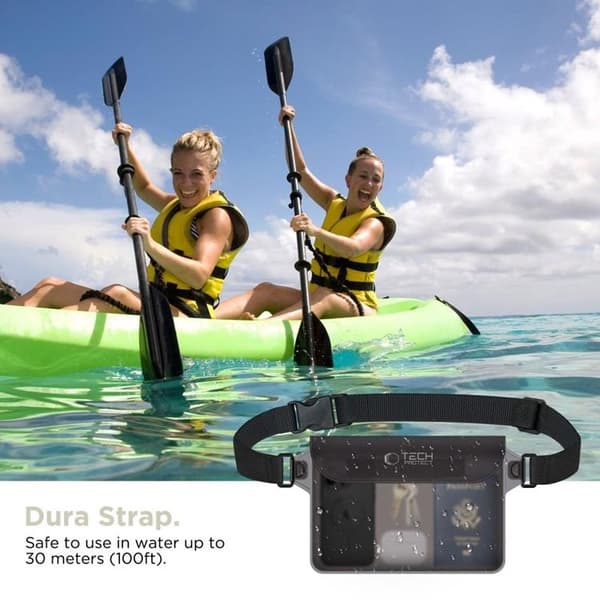 Tech-Protect Universala Vattentät Mobilväskor 10 Inch - Svart/Clear