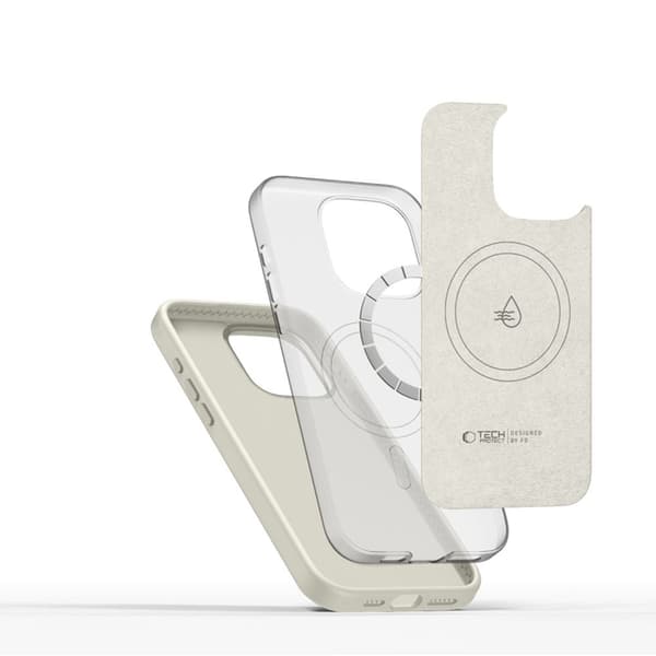 Tech-Protect iPhone 15 Pro Mobilskal Magsafe Silikon Pure - Cosmic Latte