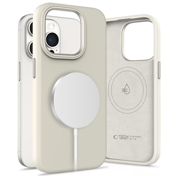 Tech-Protect iPhone 15 Pro Max Mobilskal Magsafe Silikon Pure - Cosmic Latte
