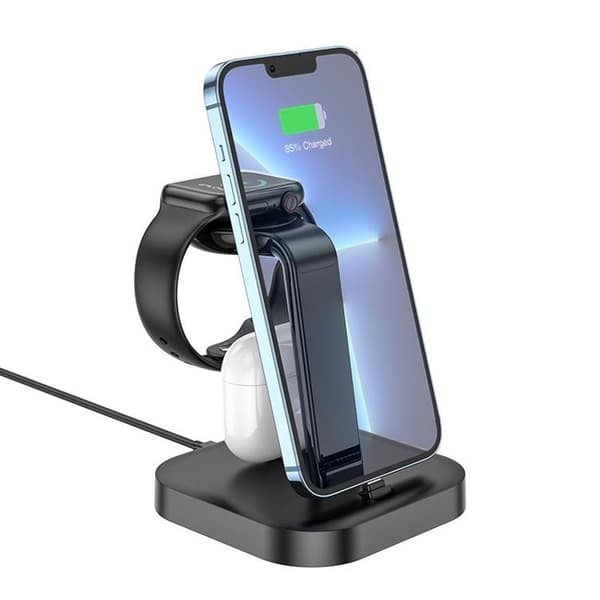Hoco 3-in-1 Trådlös Laddare iPhone, Apple Watch, AirPods - Svart