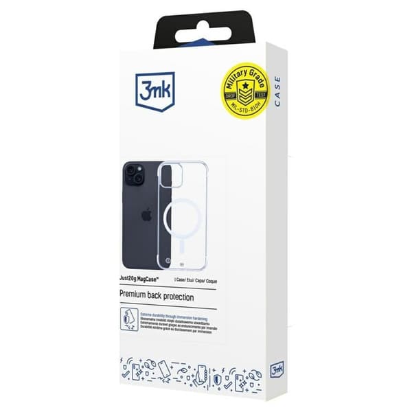3MK iPhone 15 Plus Mobilskal MagSafe Just20g - Clear