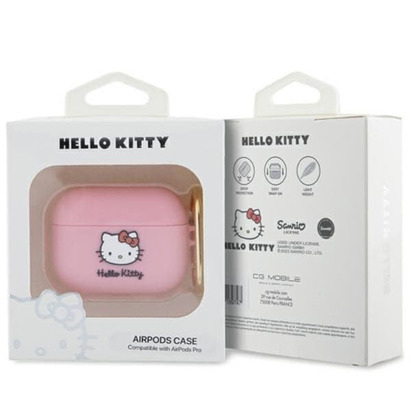 Hello Kitty AirPods Pro Skal Silikon Kitty Head - Rosa