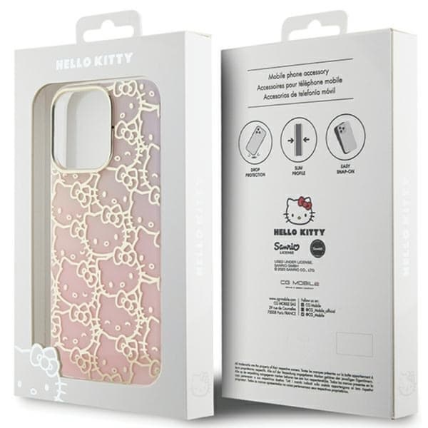 Hello Kitty iPhone 14 Pro Mobilskal Crowded Kitty Head - Rosa