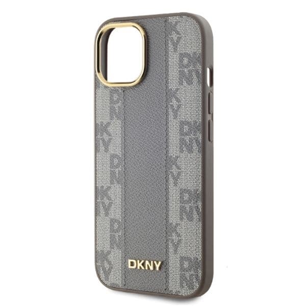 DKNY iPhone 15 Mobilskal MagSafe Läder Checkered Mono - Beige
