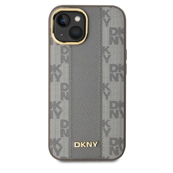 DKNY iPhone 15 Mobilskal MagSafe Läder Checkered Mono - Beige