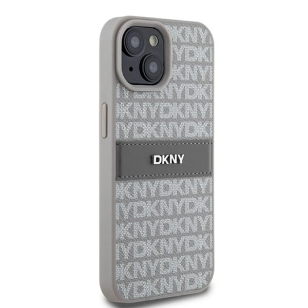 DKNY iPhone 15/14 Plus Mobilskal Läder Mono Stripe & Metal Logo