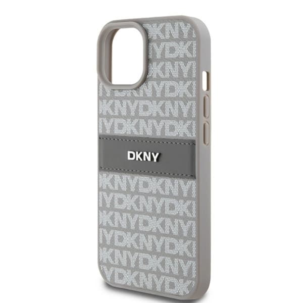DKNY iPhone 15/14 Plus Mobilskal Läder Mono Stripe & Metal Logo