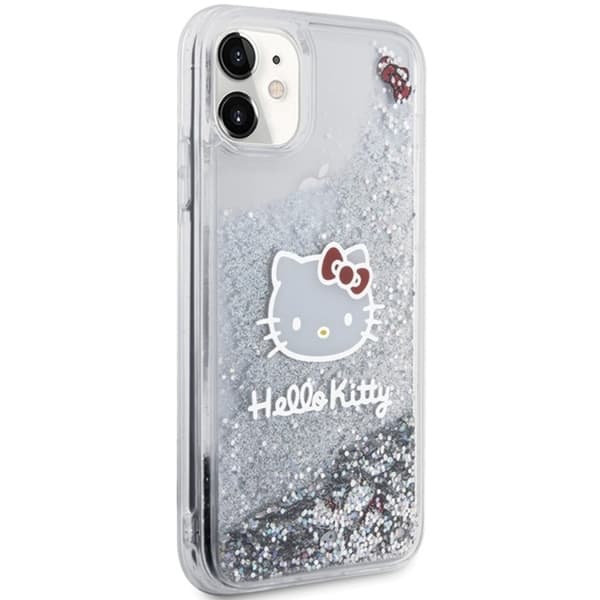 Hello Kitty iPhone 11/Xr Mobilskal Liquid Glitter Charms - Silver