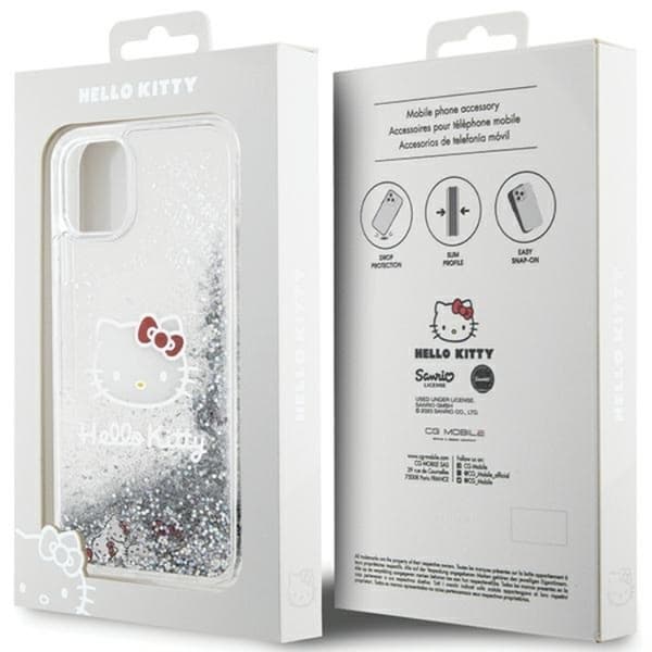 Hello Kitty iPhone 11/Xr Mobilskal Liquid Glitter Charms - Silver