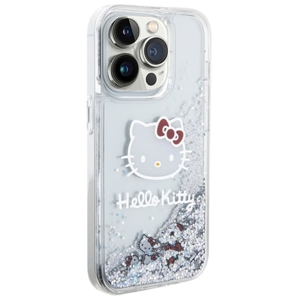 Hello Kitty iPhone 13 Pro Max Mobilskal Liquid Glitter Charms - Silver