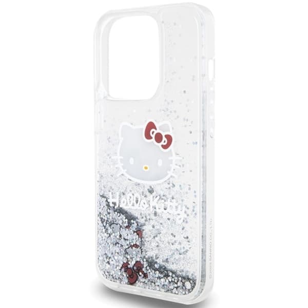 Hello Kitty iPhone 13 Pro Max Mobilskal Liquid Glitter Charms - Silver