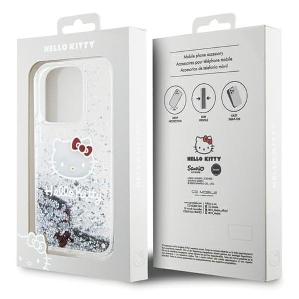 Hello Kitty iPhone 13 Pro Max Mobilskal Liquid Glitter Charms - Silver