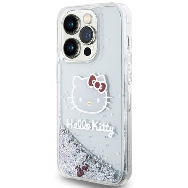 Hello Kitty iPhone 13 Pro Max Mobilskal Liquid Glitter Charms - Silver