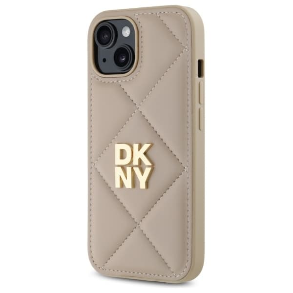 DKNY iPhone 15 Mobilskal Quilted Stack Logo - Beige