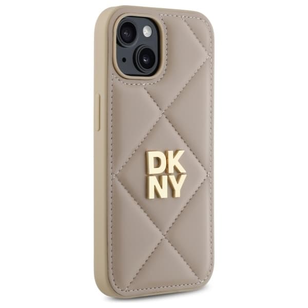 DKNY iPhone 15 Mobilskal Quilted Stack Logo - Beige