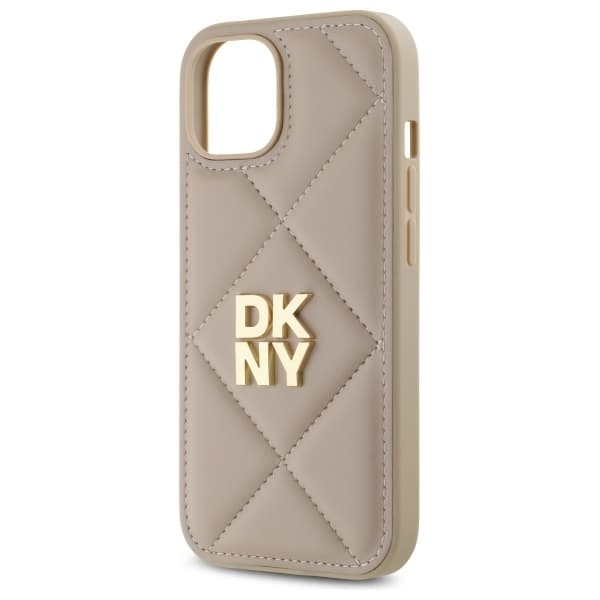 DKNY iPhone 15 Mobilskal Quilted Stack Logo - Beige