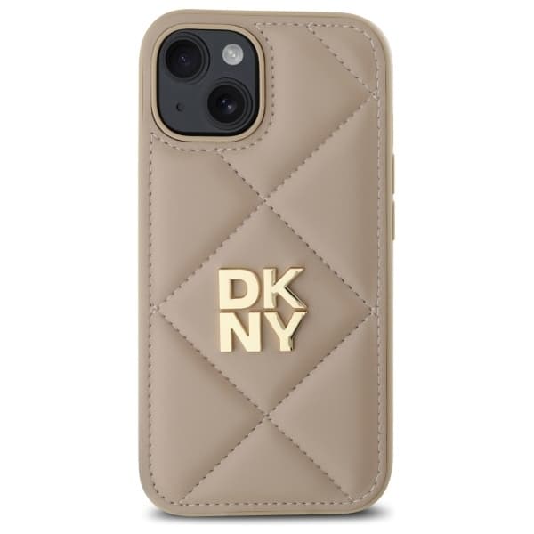 DKNY iPhone 15 Mobilskal Quilted Stack Logo - Beige