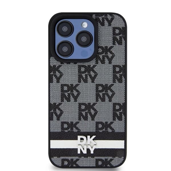 DKNY iPhone 14 Pro Max Mobilskal Läder Checkered Mono Pattern