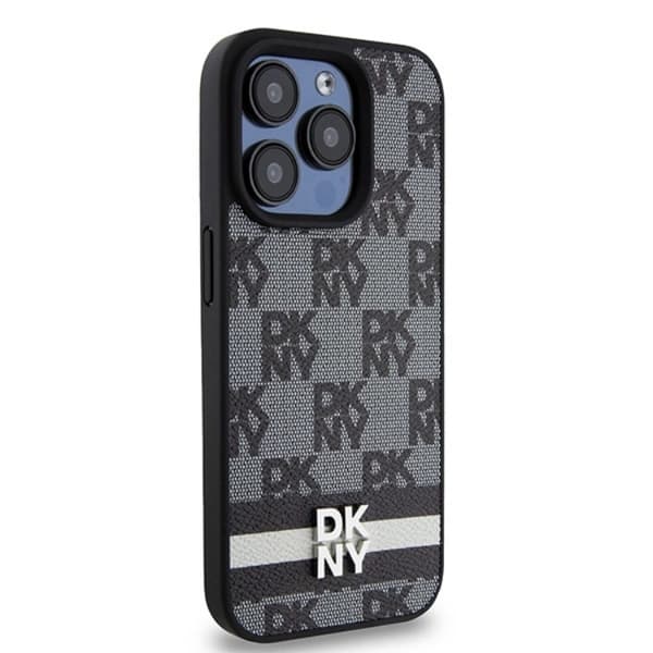 DKNY iPhone 14 Pro Max Mobilskal Läder Checkered Mono Pattern