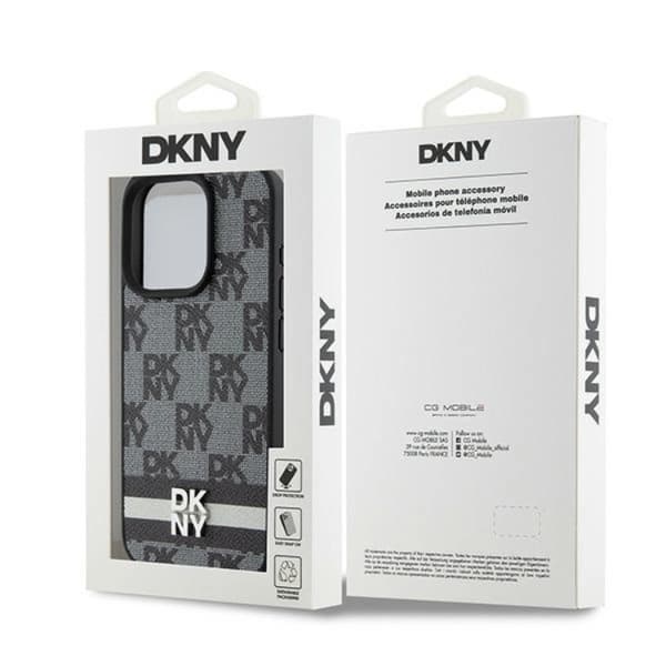 DKNY iPhone 14 Pro Max Mobilskal Läder Checkered Mono Pattern