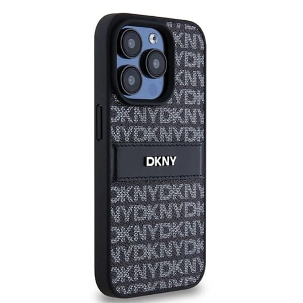 DKNY iPhone 14 Pro Max Mobilskal Läder Mono Stripe & Metal Logo