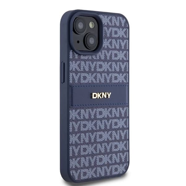 DKNY iPhone 15/14/13 Mobilskal Läder Mono Stripe & Metal Logo - Blå