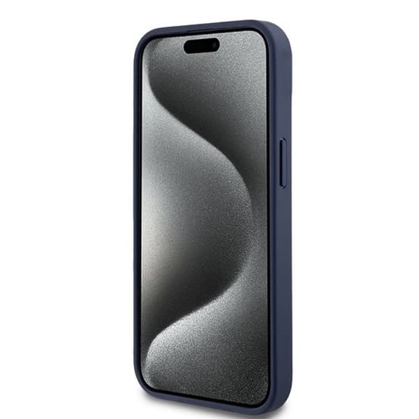 DKNY iPhone 15/14/13 Mobilskal Läder Mono Stripe & Metal Logo - Blå