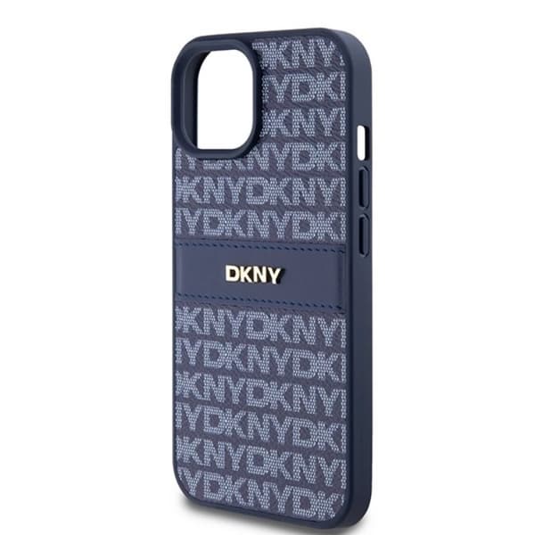 DKNY iPhone 15/14/13 Mobilskal Läder Mono Stripe & Metal Logo - Blå