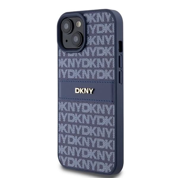 DKNY iPhone 15/14/13 Mobilskal Läder Mono Stripe & Metal Logo - Blå