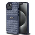 Miniatyrbild 1 av 8: DKNY iPhone 15/14/13 Mobilskal Läder Mono Stripe & Metal Logo - Blå