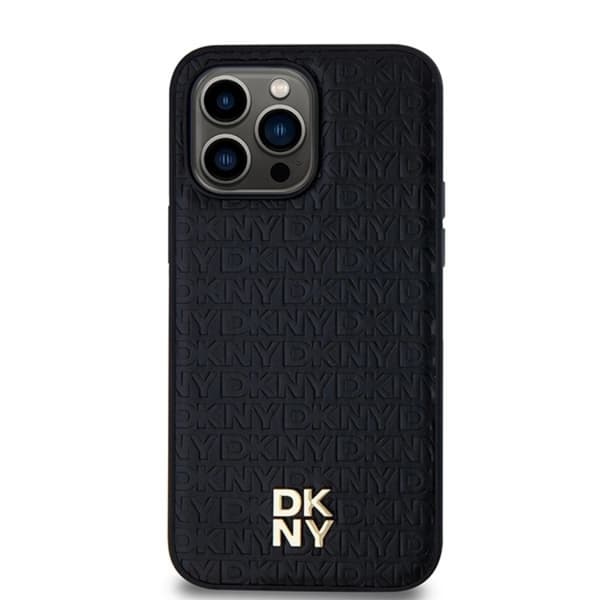 DKNY iPhone 15 Pro Mobilskal Magsafe Läder Pattern Metal Logo