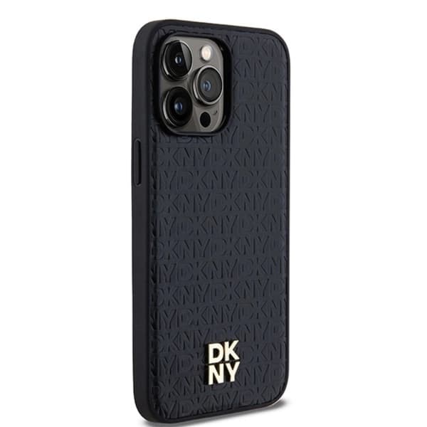 DKNY iPhone 15 Pro Mobilskal Magsafe Läder Pattern Metal Logo