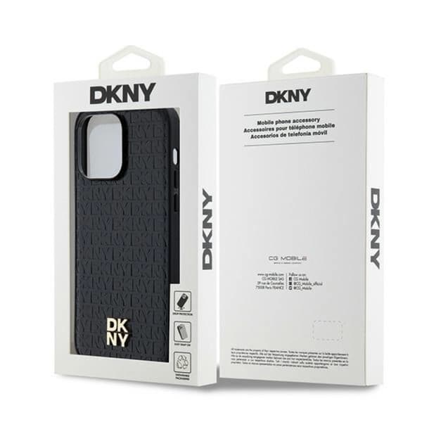 DKNY iPhone 15 Pro Mobilskal Magsafe Läder Pattern Metal Logo